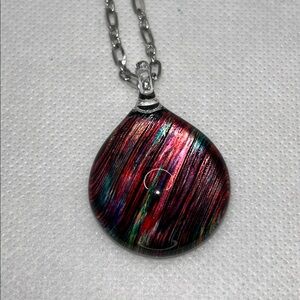 Artisan Handmade Colorful Blown Glass Pendant With Stainless Steel Chain